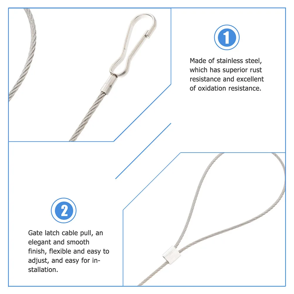 

5pcs Stainless Steel Gate Latch Cable Adjustable Door Pull Cord for Garden Fence Yard Security Metal Latch String