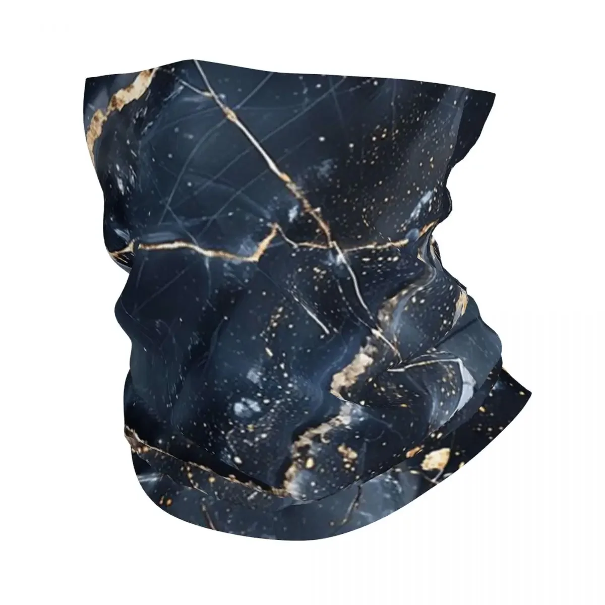 Trendy Grey Marble With Gold Glitter Bandana Neck Gaiter Printed Face Scarf Warm Headwear Cycling For Men Women Adult Washable