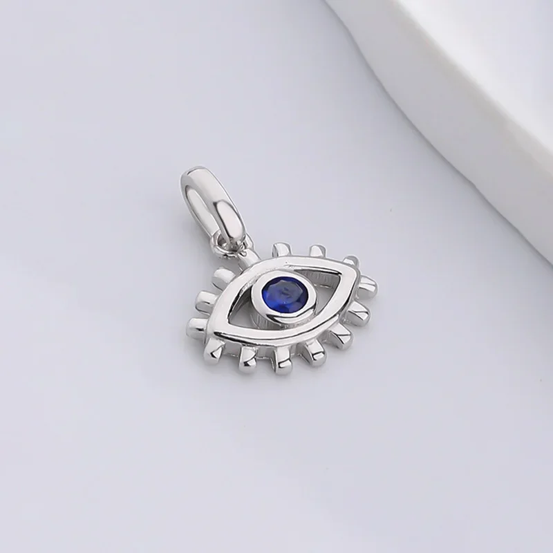 TrustDavis Real 925 Sterling Silver Vintage Eye Zircon Charm Pendant For Women Handmade DIY Accessories Jewelry DZ982