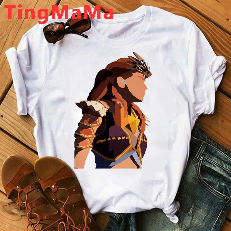 Horizon Forbidden West T Shirt Men 2022 Hot Games T-shirt Cartoon Summer Tops Graphic Tees Unisex Hip Hop Streetwear Tshirt Male