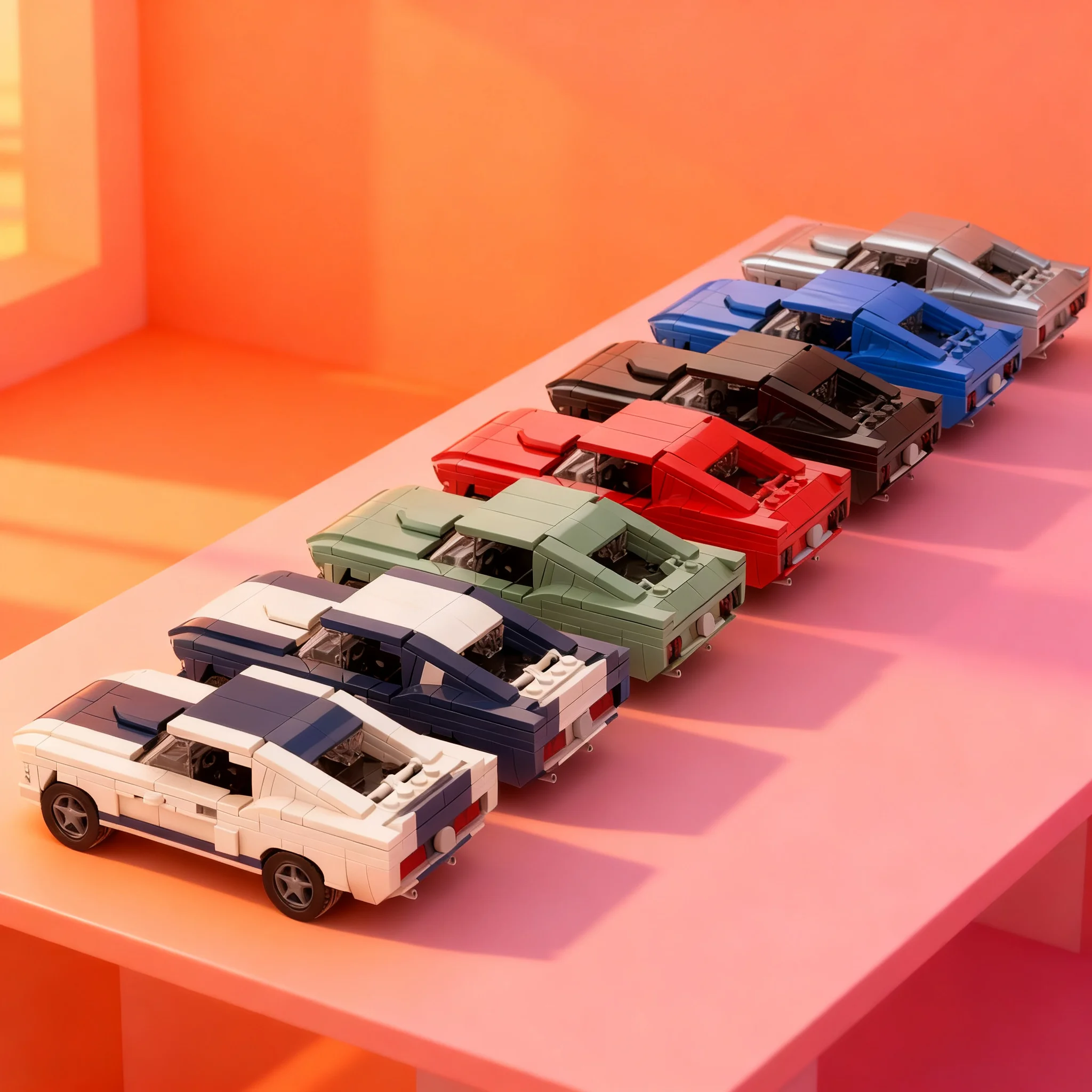 282pcs MOC Fordes Mustangs Fastback City Champions Model Toy Building Blocks Architecture Christmas Gifts 3D Display Collection