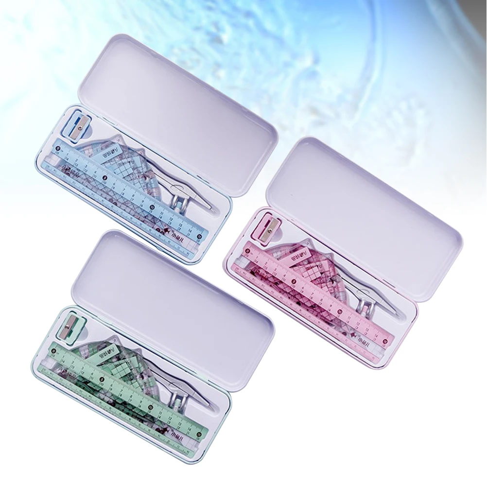 8 Pcs Geometry Drawing Set Compass Ruler Triangle Student Teacher School Material Tools Measuring