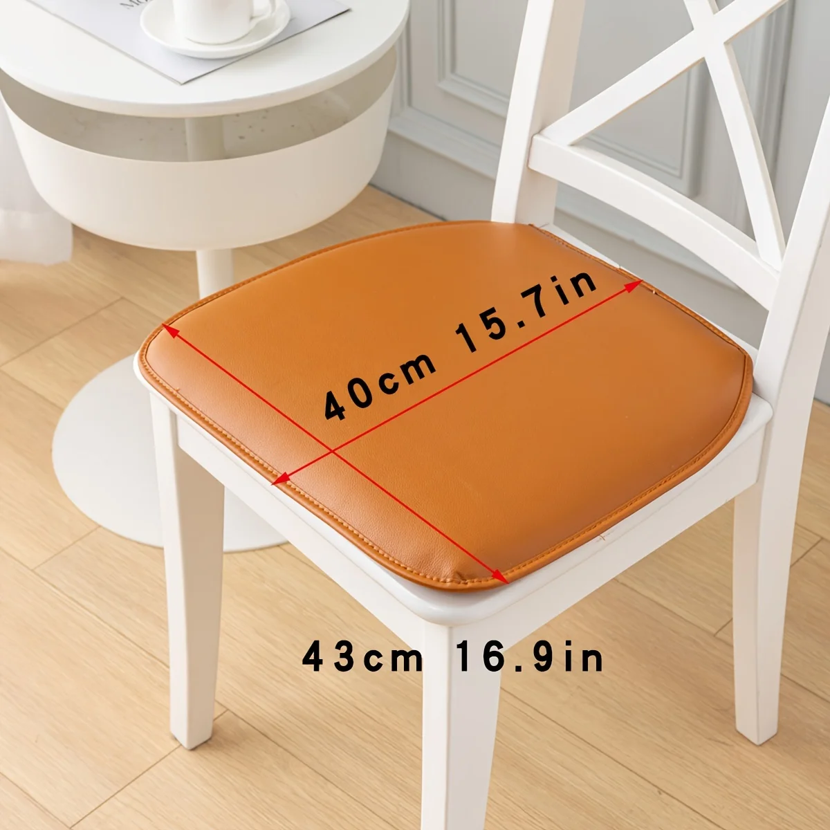 1pc Leather Cushion, Solid Color Seat Pad, Soft And Resilient, Faux Leather Surface,Layered,Thickened Spray,Non-Slip Backing ﻿