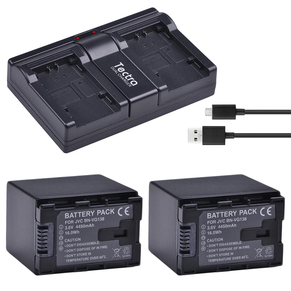 4450mAh BN-VG138 Battery/Charger for JVC Everio GZ-E10,GZ-E100,GZ-E200,GZ-E300,GZ-E505,GZ-EX210,GZ-EX215,BN-VG114,BN-VG121