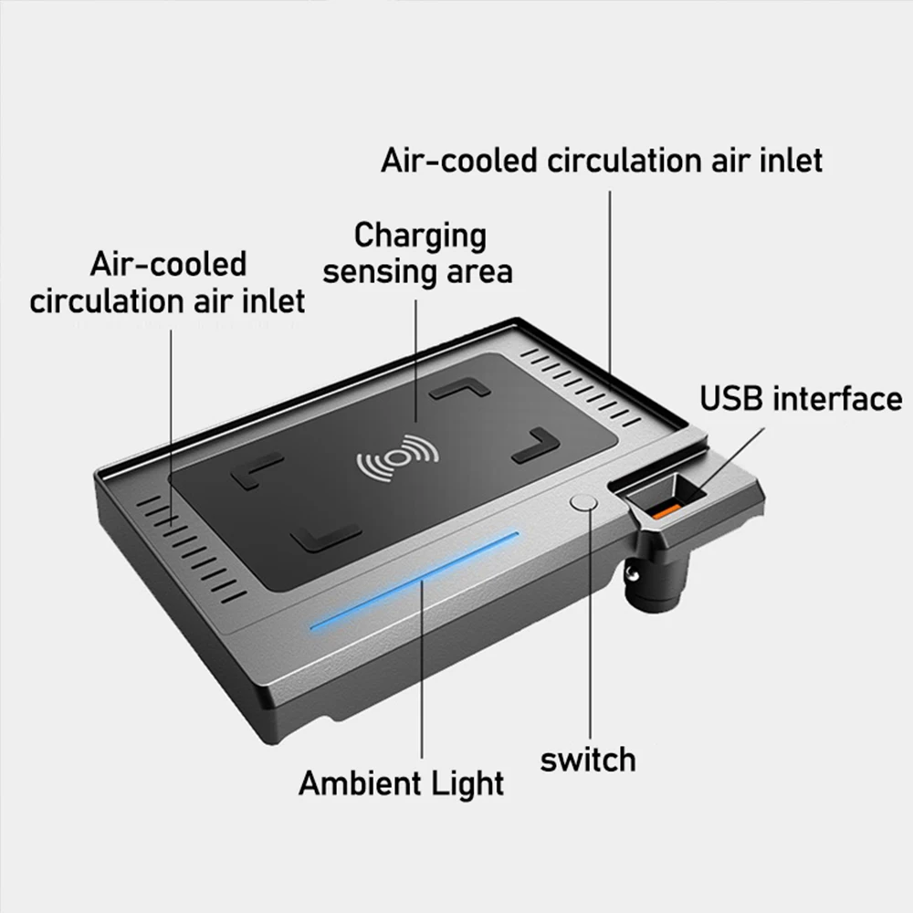 Fast Mobile Phone Charging Plate Car Wireless Charger For Audi Q3 2019 2020 15W Car Cigarette Lighter Install Accessories