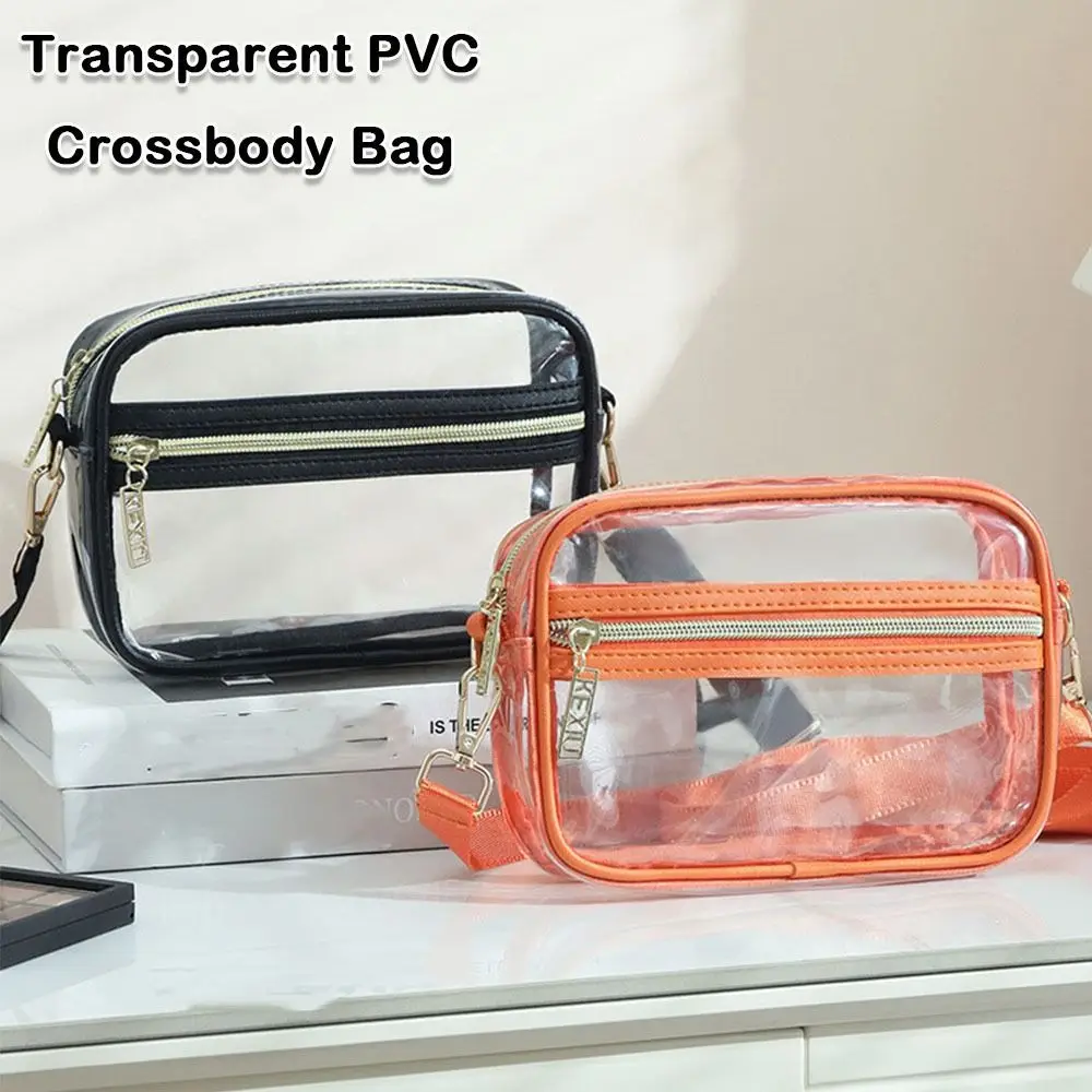 PVC Transparent Crossbody Bag Waterproof Stadium Approved Messenger Bag Large Capacity Shoulder Bags for Concerts Sports Events