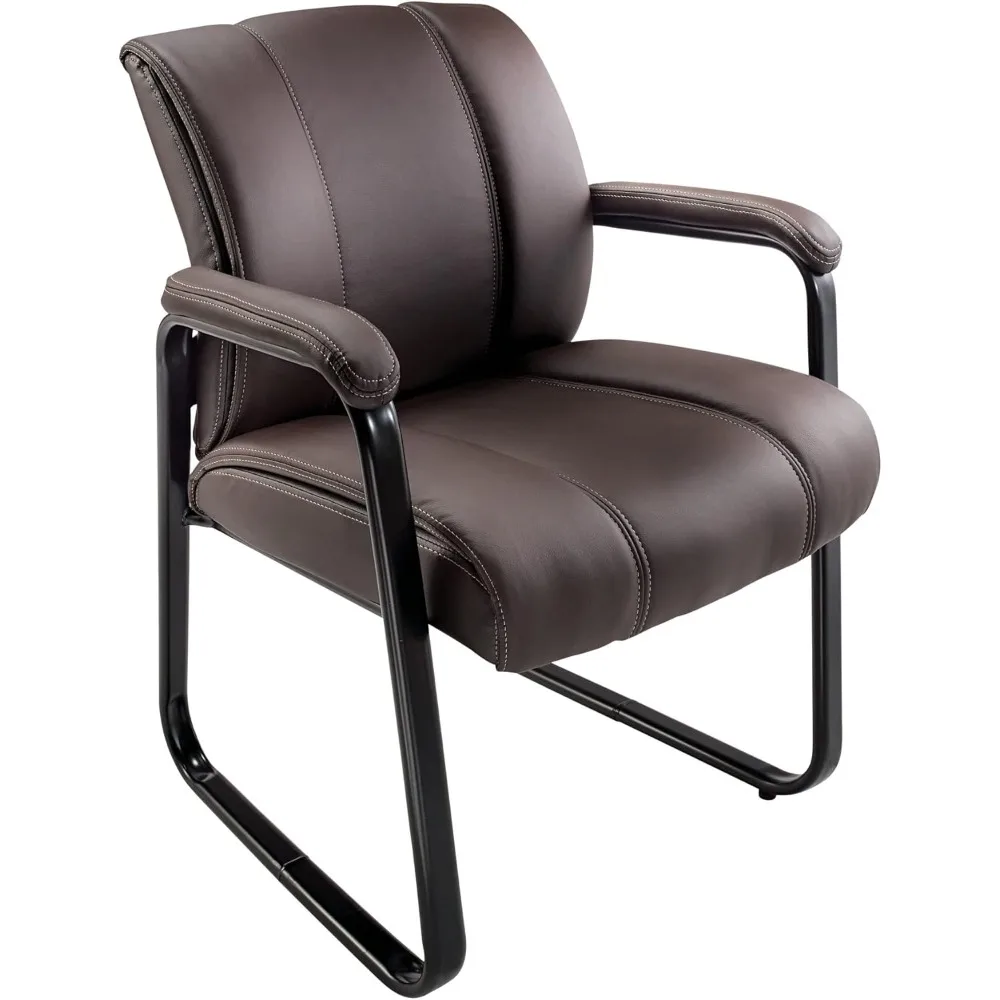 

Elegant Waiting Chair with Brown/Black Leather Upholstery, Guest Chair