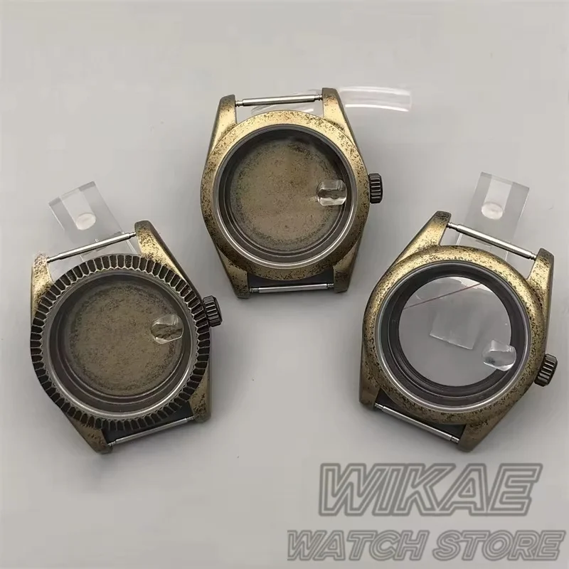 39mm Brushed Vintatge Bronze Watch Case Sapphire Glass Fit NH34NH35 36 ETA2824 PT5000 Ronda515 Movement Screw Crown Waterproof