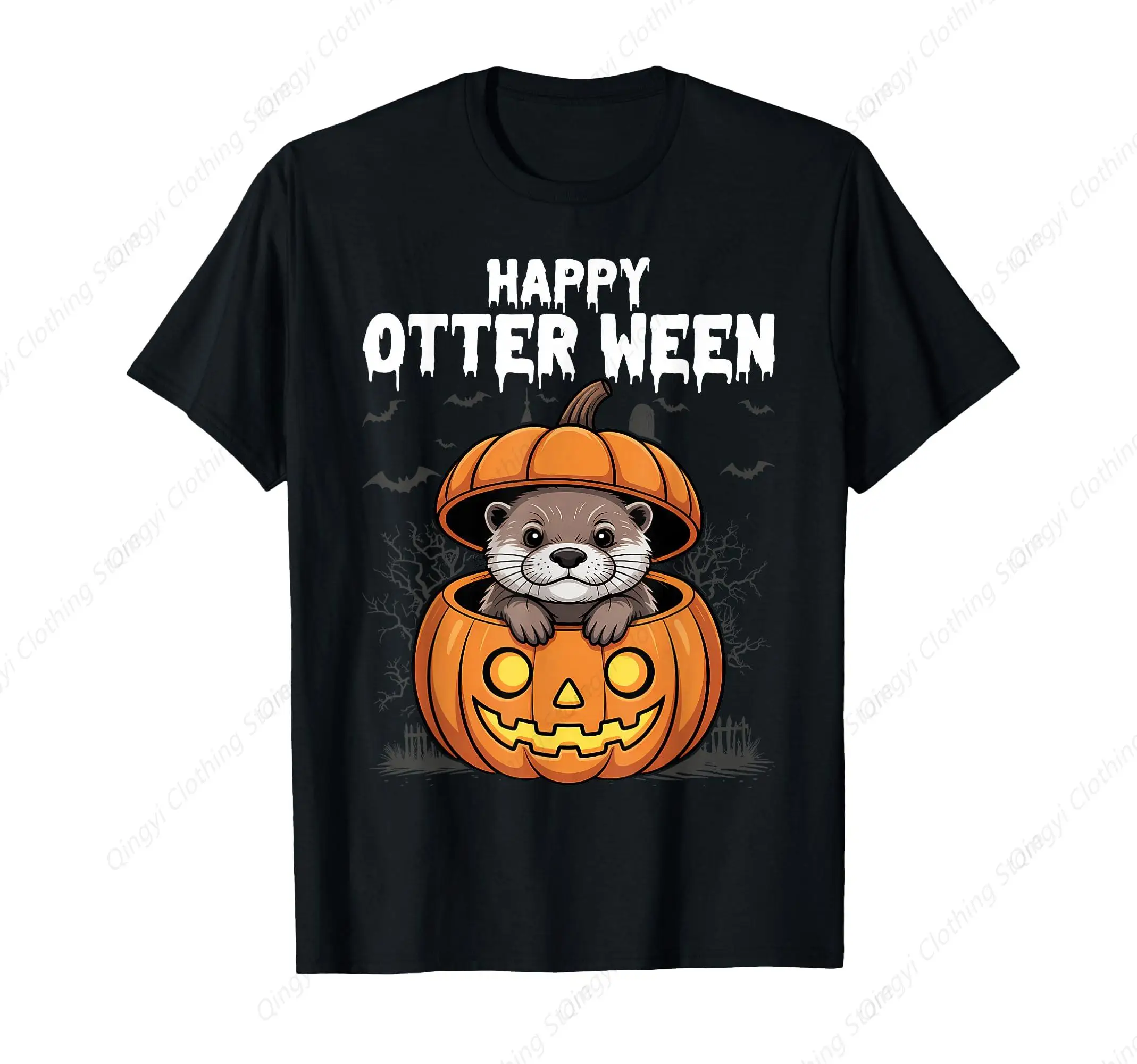 

Happy Otter-Ween Lazy Halloween Costume Funny Animal Pun T-Shirt