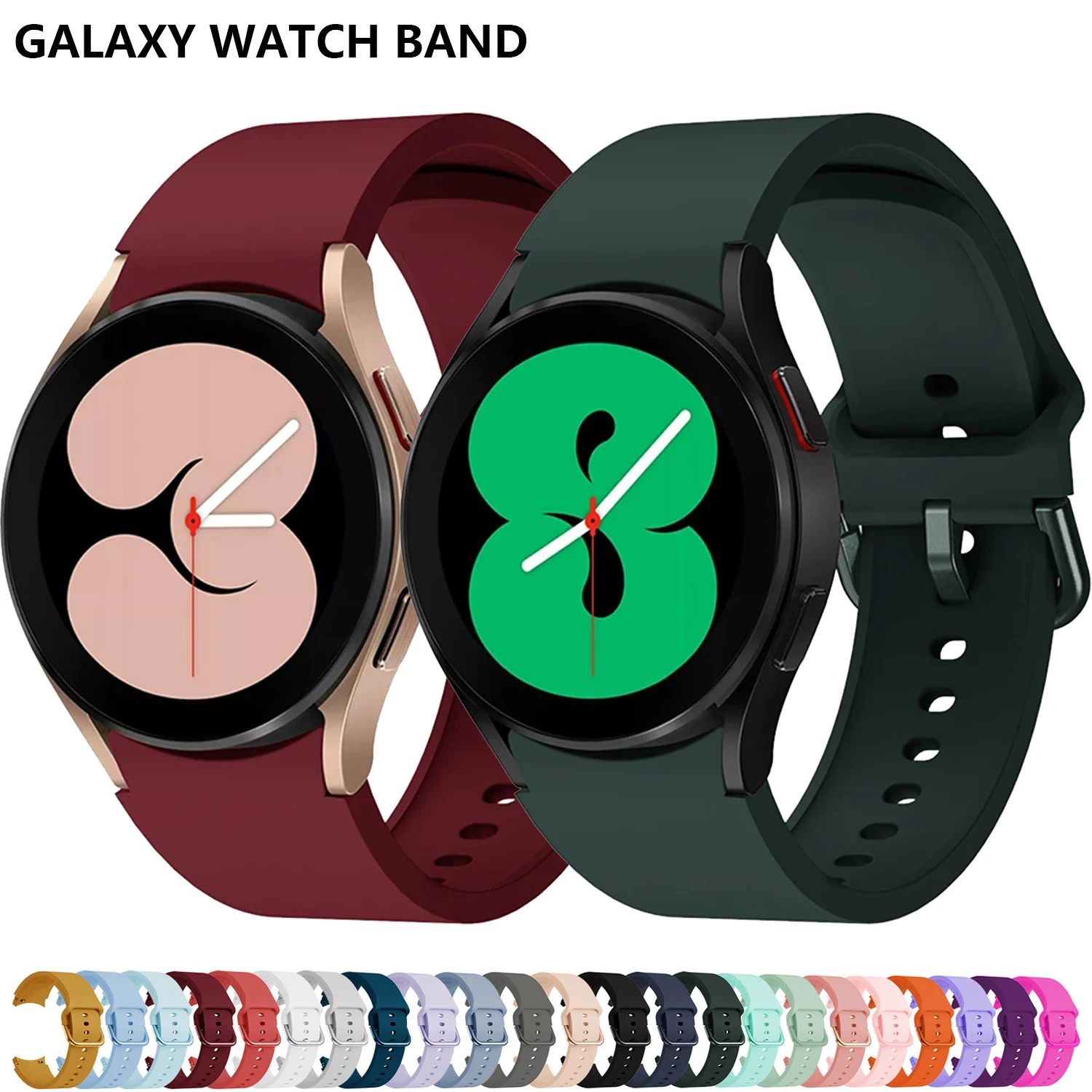 Bandas de silicona para Galaxy Watch 6 Classic, compatibles con Samsung Galaxy Watch 5 Pro, 45mm/ Galaxy Watch 4/5/6, 40/44mm