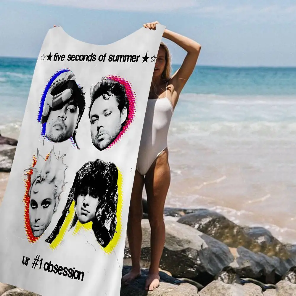 Singer 5 Seconds of Summer Anime Beach Swimming Towel Soft Absorbent Washcloth Children's Gifts for Kids Travel Camping Gym