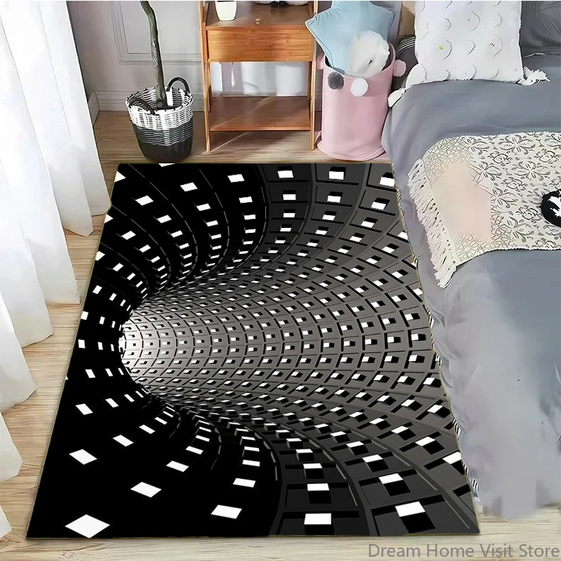 

3D Vortex Illusion Area Carpet Rug for Living Room Decor Bedroom Abstract Geometric Optical Vertigo Carpet Non-slip Floor Mat