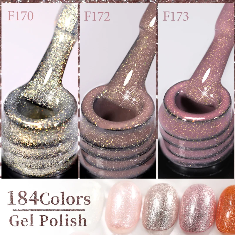 LILYCUTE 7ML Gold Glitter Fonkelende Gel Nagellak Kleurrijke Stralende Manicure Semi Permanente Losweken Nail Art UV Gel vernissen