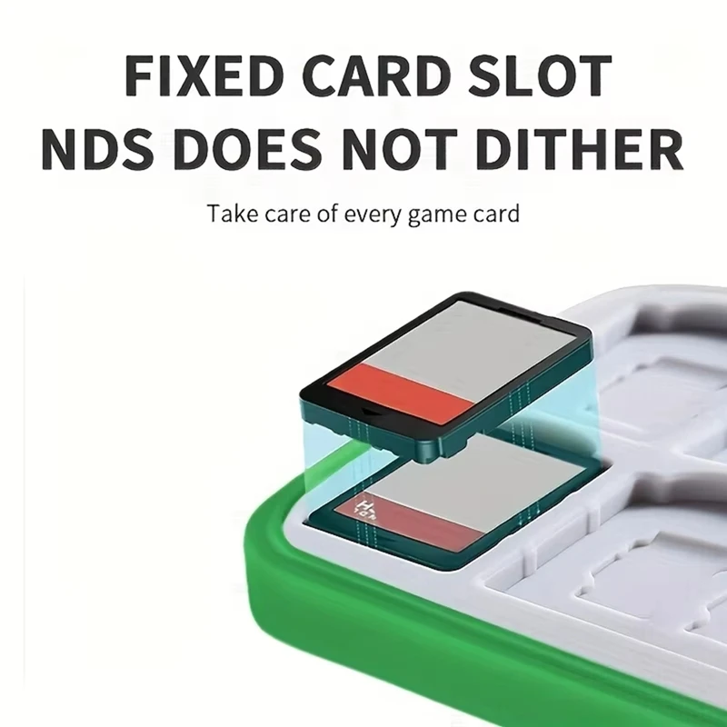 For Nintendo Switch Game Card 3D Relief Storage Box, Pixel Grid Green Silicone Inner Liner, Anti Slip, Anti Drop