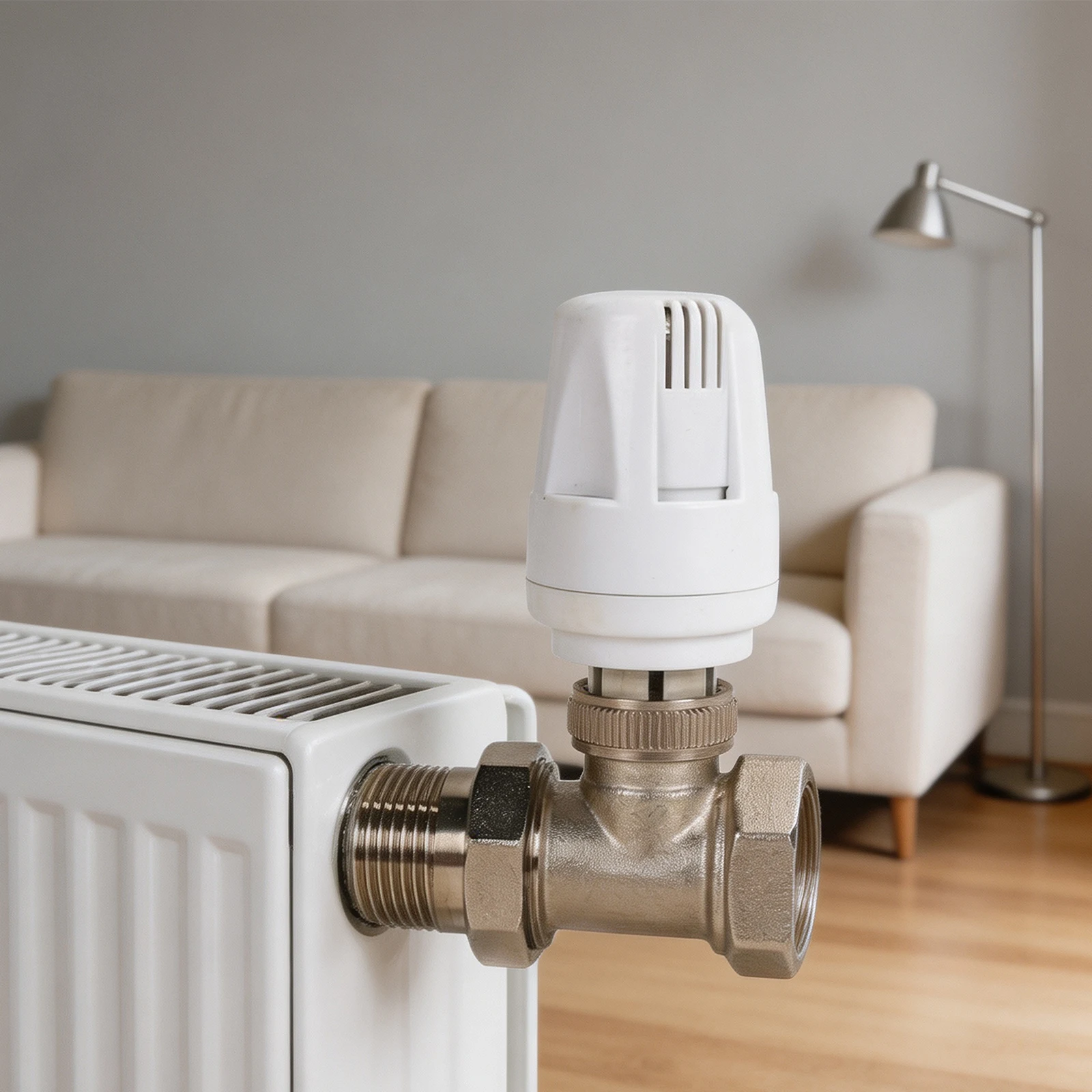 Automatic Radiator Valve for Thermostatic Regulation and For heat Dissipation in Central For heating Systems White