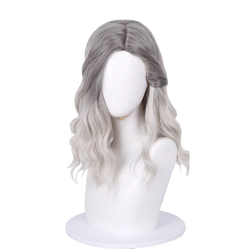 Perruques de cosplay Anime Grace Ashcroft 35 cm, cheveux synthétiques résistants à la chaleur, dégradé de lin, perruques de cosplay pour femmes pour Noël et le Carnaval
