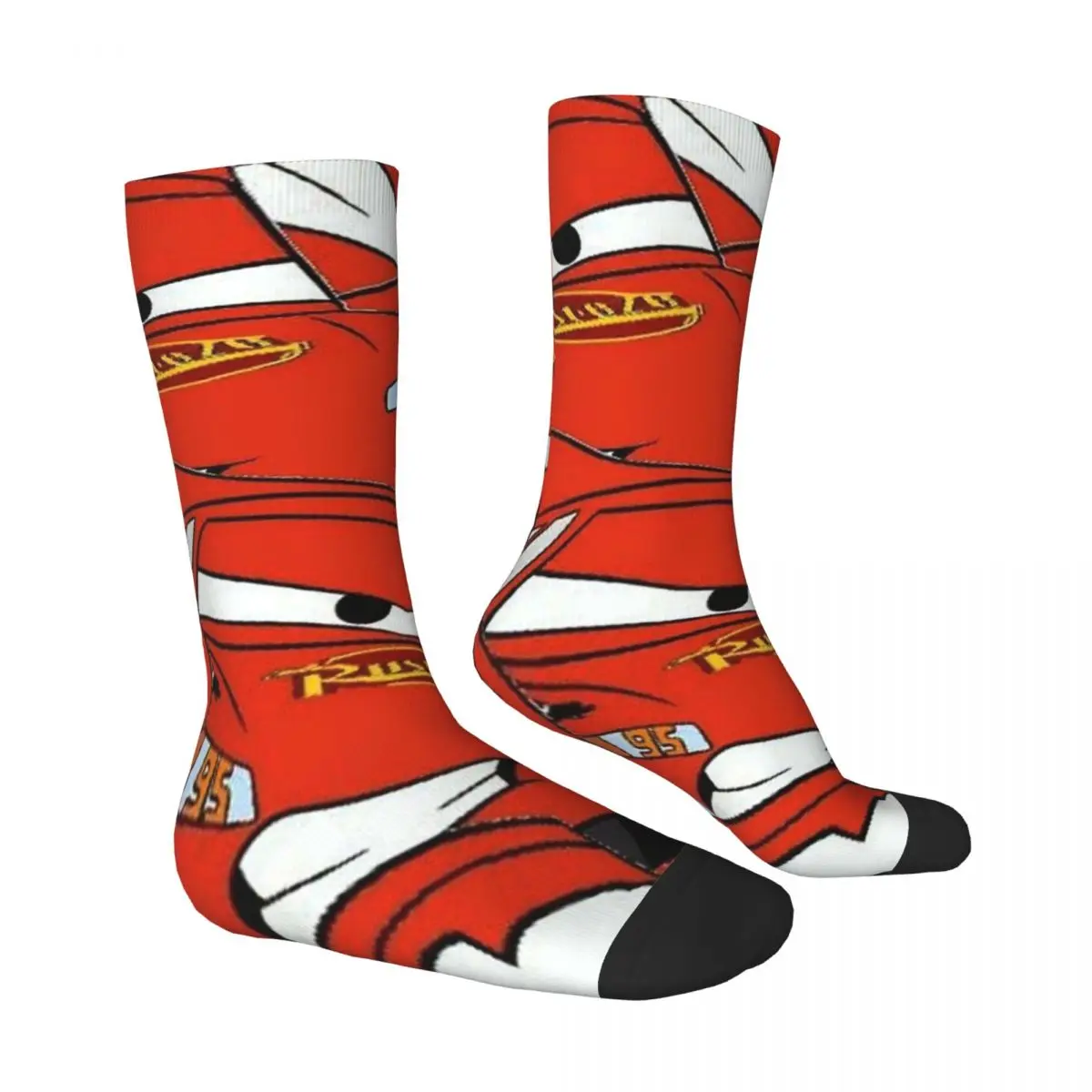 Rains McQueen-Chaussettes coordonnantes pour couple, chaussettes d'extérieur, motif de voiture rouge, dessin animé, nouveauté, qualité, printemps, numéro 95