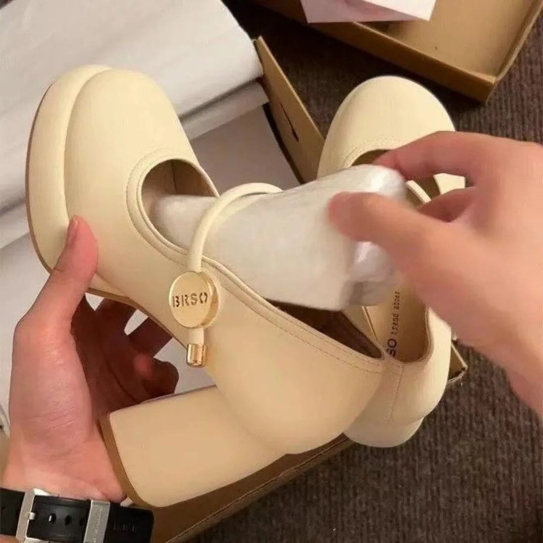 

Женские туфли Мэри Джейн на толстом каблуке, модные туфли без застежки с квадратным носком, женские туфли-лодочки для вечеринок и прогулок