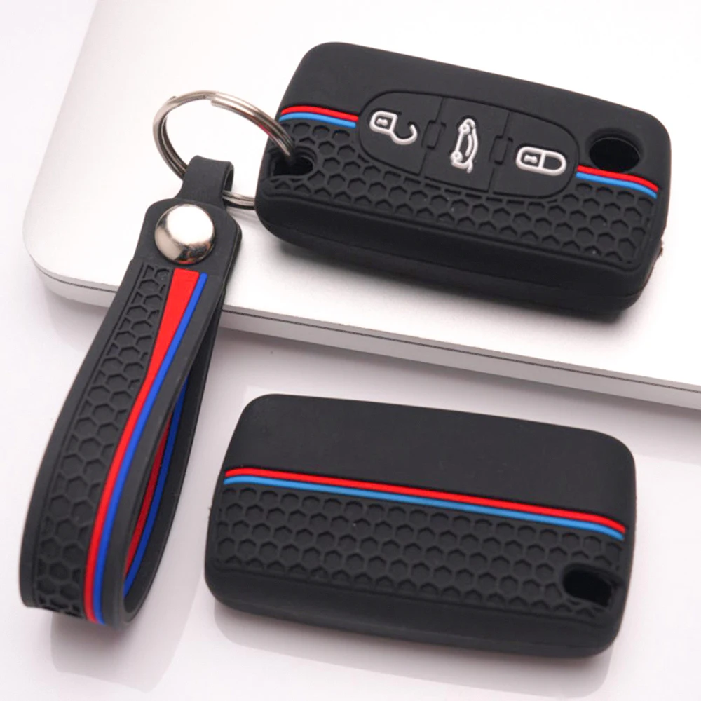 Key Fob Case With Lanyard For Peugeot 107 206 207 307 308 407 607 807 3008 5008 Partner Expert For Citroen C2 C3 C4 C5 C6 C8