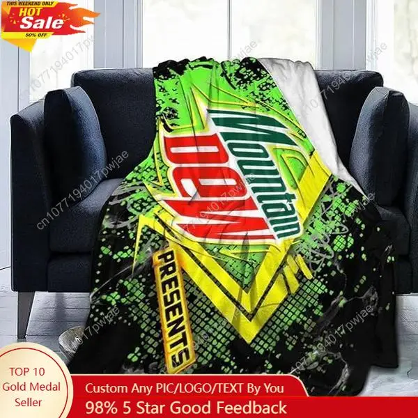 Mountain Dew Fleece Blanket, Mtn Dew Merch Throw Blanket Space Gift For Fan Warm Winter Throw Movie Blanket Custom blankets