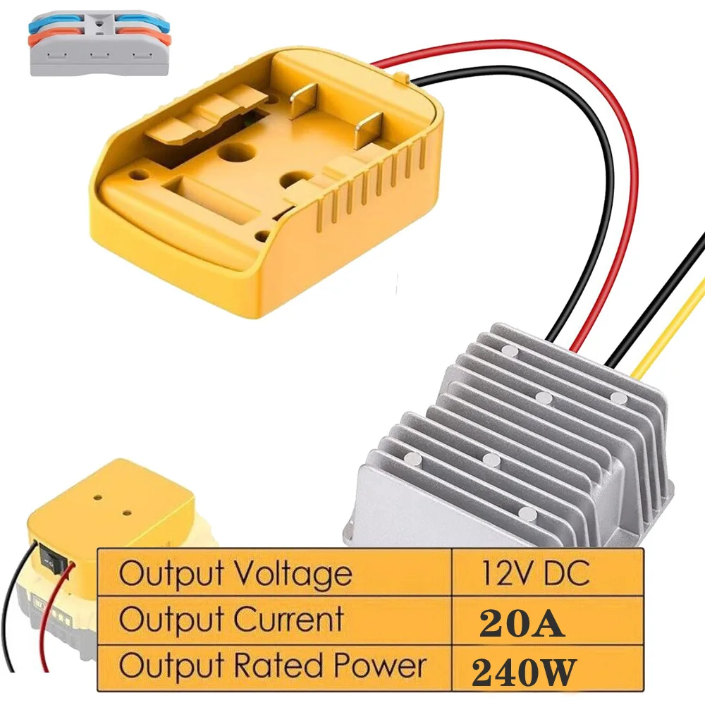 Conversor de Bateria Dewalt com Interruptor Inversor Roda Elétrica Buck Boost Regulador de Tensão 20a 240w dc 20v a 12v Diy