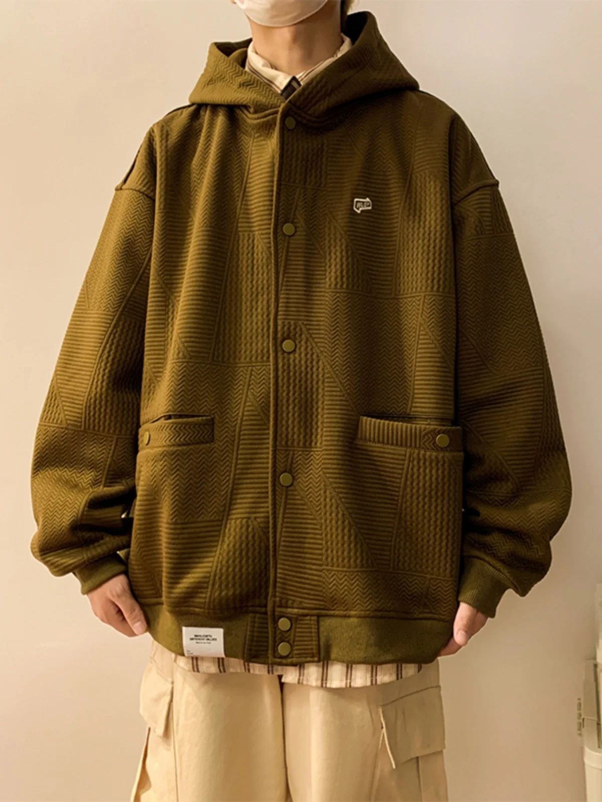 

Ретро винтажный открытый кардиган с капюшоном, мужской весенне-осенний модный свободный свитер с вышивкой для пар, модная верхняя одежда