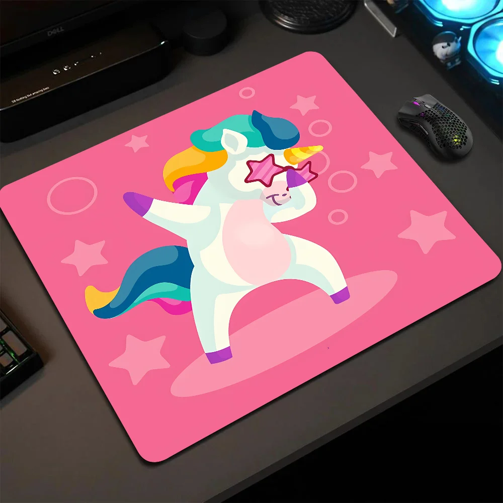 Cartoon Unicorn Mousepad Small LockEdge Mouse Pad For Gamers Computer Desk Pad Anti-slip Rubber