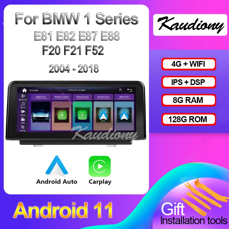 

Kaudiony Android 11 для BMW 1 серии E81 E82 E87 E88 F20 F21 2004-2017 автомобильный DVD-плеер автомобильное радио GPS навигация 4G DSP Carplay