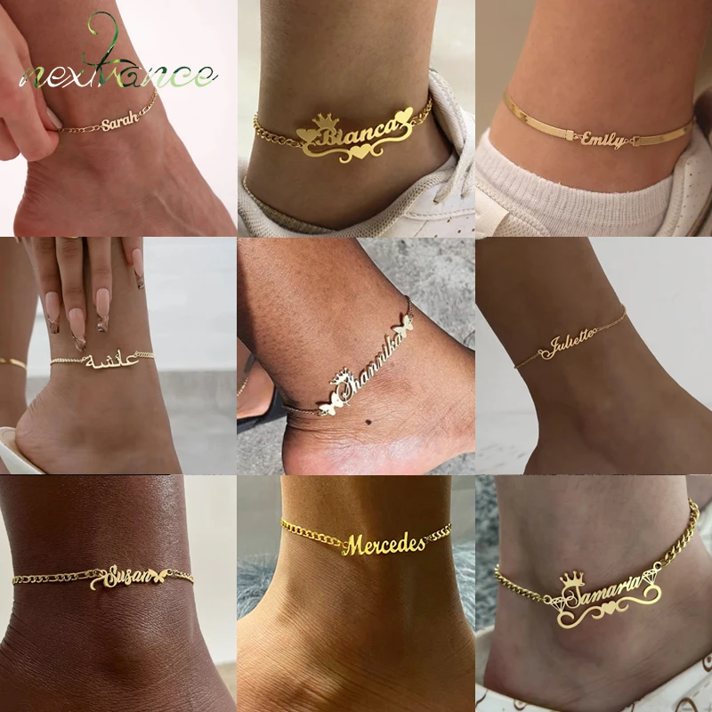 

Nextvance 9 Styles Custom Name Anklet For Women Men Personalized Stainless Steel Nameplate For Women Creative Jewelry Gifts