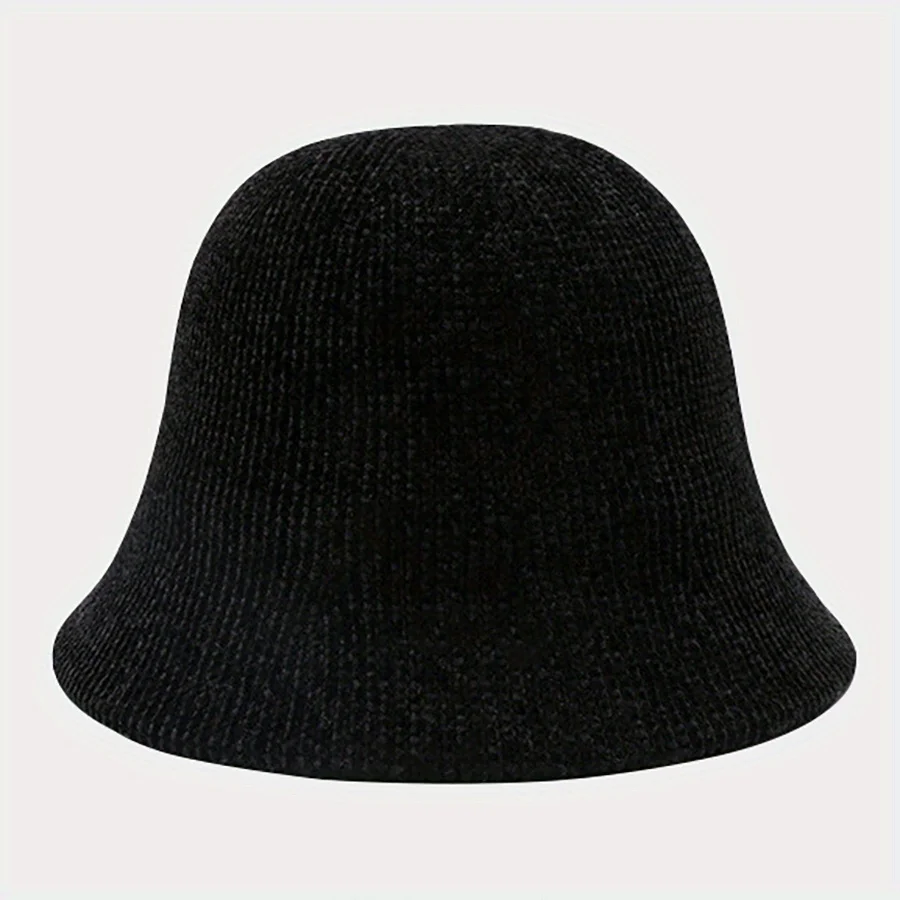 

Japanese Style Knitted Bucket Hat Wide Brim Sun Protection Breathable Slouchy Cap for Women Large Head Size Face Slimming Autumn