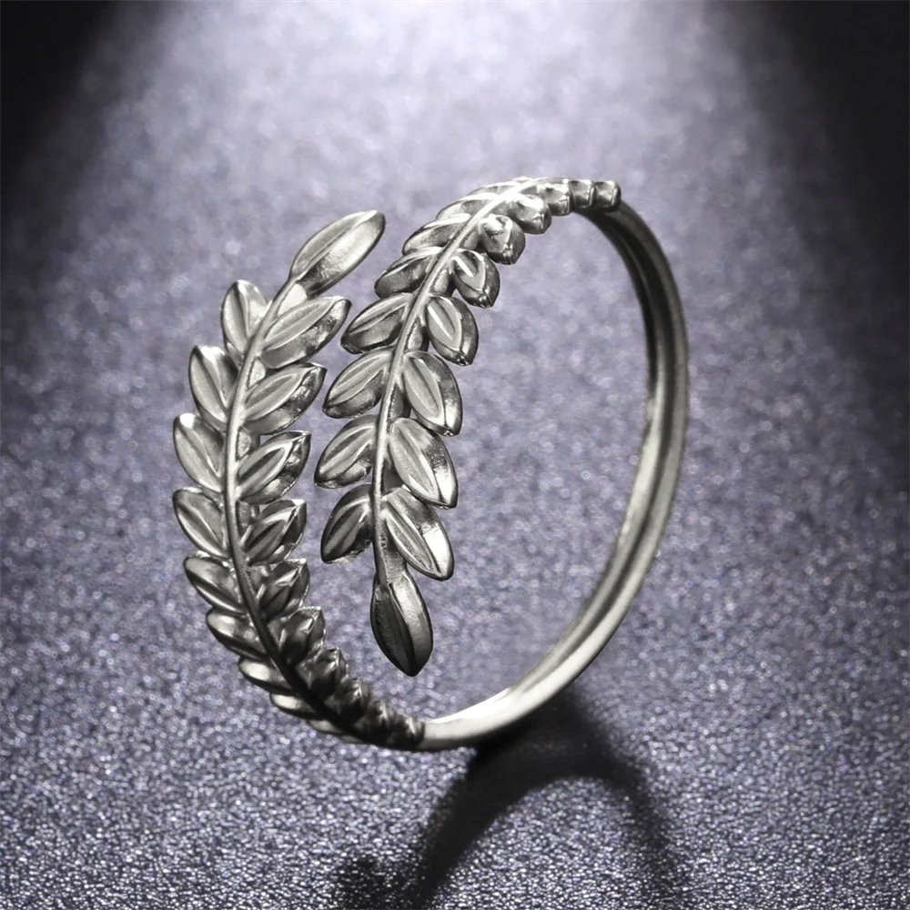 My Shape Ear of Wheat Rings Stainless Steel Finger Ring for Women  Adjustable Ring Classic Jewelry Valentine's Day Gifts