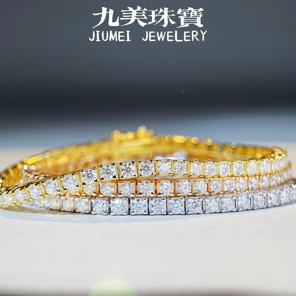 Luxuryand Exquisite Tennis Chain 18K Real Platinum PT950 Bracelet for Men and Women 2.5MM Moissanite Bracelet Hip Hop