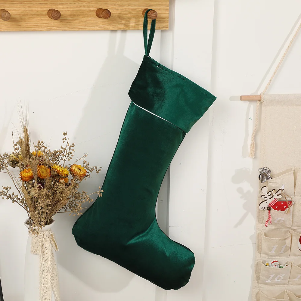 Samt-Weihnachtsstrumpf für Kinder, einfarbig, Kamin, Zuhause, Urlaub, Dekoration, frohes Weihnachtsgeschenk – Detail 5