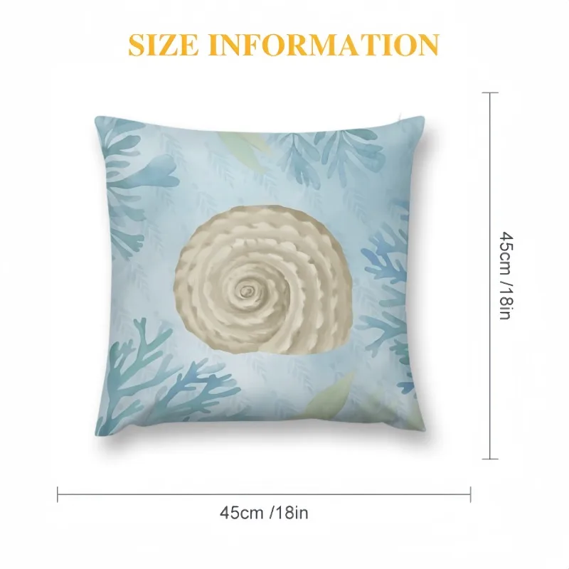 Ocean Beach Pattern Printed Zipper Pillow Covers Seahorse Turtle Starfish Coastal Outdoor Decor Pillows Soft Velvet Cushion