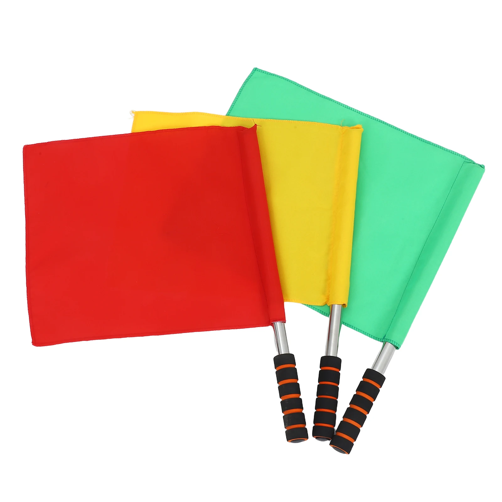 

3pcs Flags Stainless Steel Red Yellow Green Traffic Referee Signal Cheering Racing Flags for Sports Events Parties Team