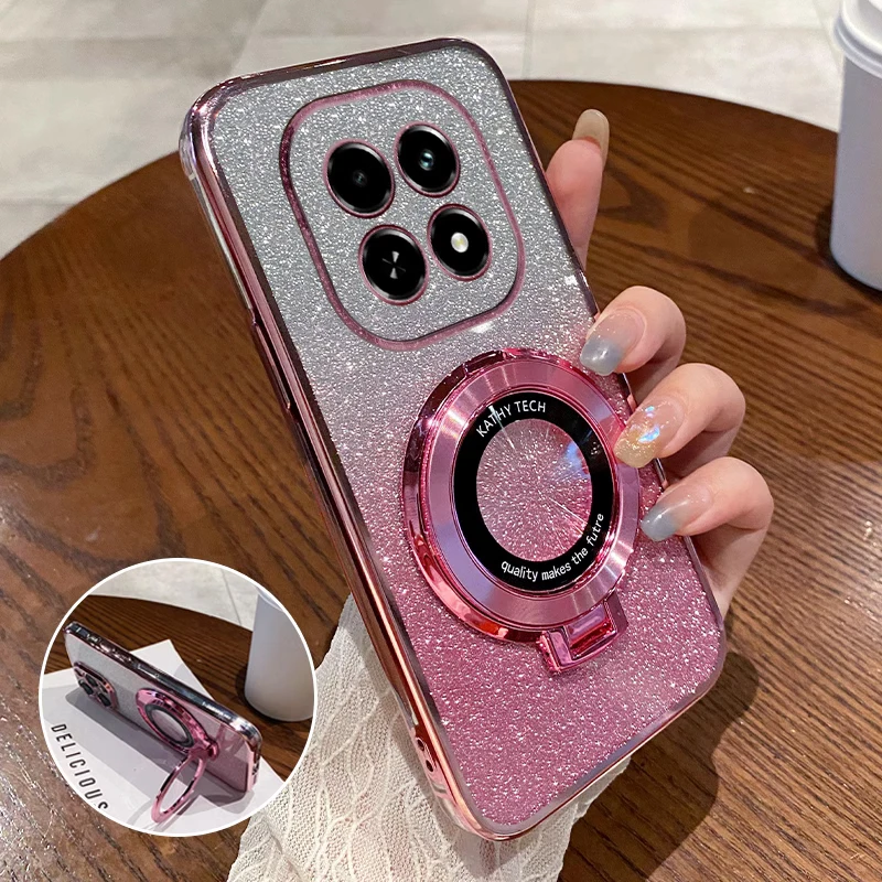 Shockproof Glitter Plating Magnetic Bracket Holder Case For 