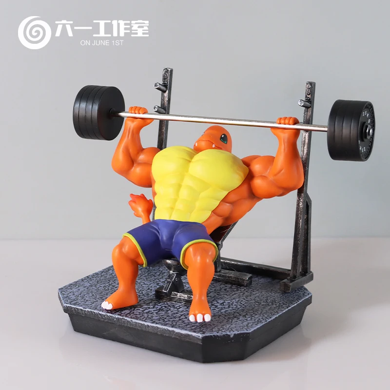 17cm anime pokemon action figure charmander muscle man squirtle bulbasaur snorlax pvc model desktop ornament children gift