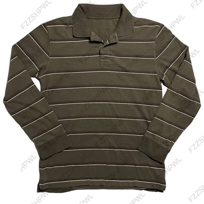 أزياء المتضخم Y2k طويلة الأكمام بولو الأعلى شريط جماليات الجرافيك طباعة الهيب هوب فريد طويل الأكمام تي شيرت فاسق الشارع الشهير المحملة