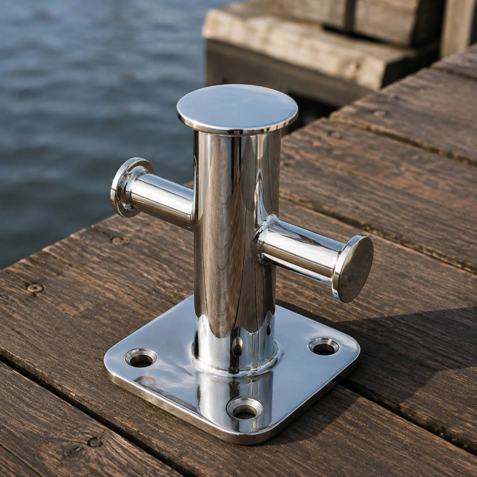 Single-Cross Mooring Bollard Welded 316 Stainless Steel Mooring Bollard Heavy Duty Easy Installation for Boats, Yachts