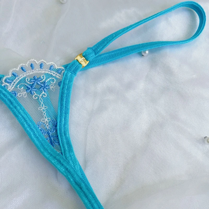 Extra Mini Female T-back Panties Low Rise G-string Insert In Sexy Briefs Micro Pearls Thong String Underpants Sexy Pink knicker