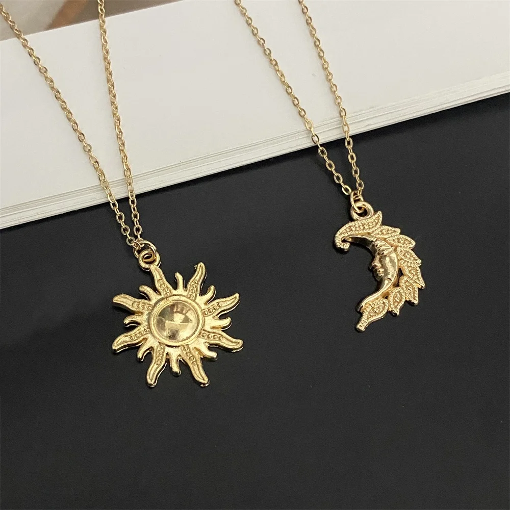 Collar con colgante de luna y estrella para niña y mujer, Gargantilla de cadena de eslabones de varios diseños, Color dorado, regalo para amigo, Collar de moda