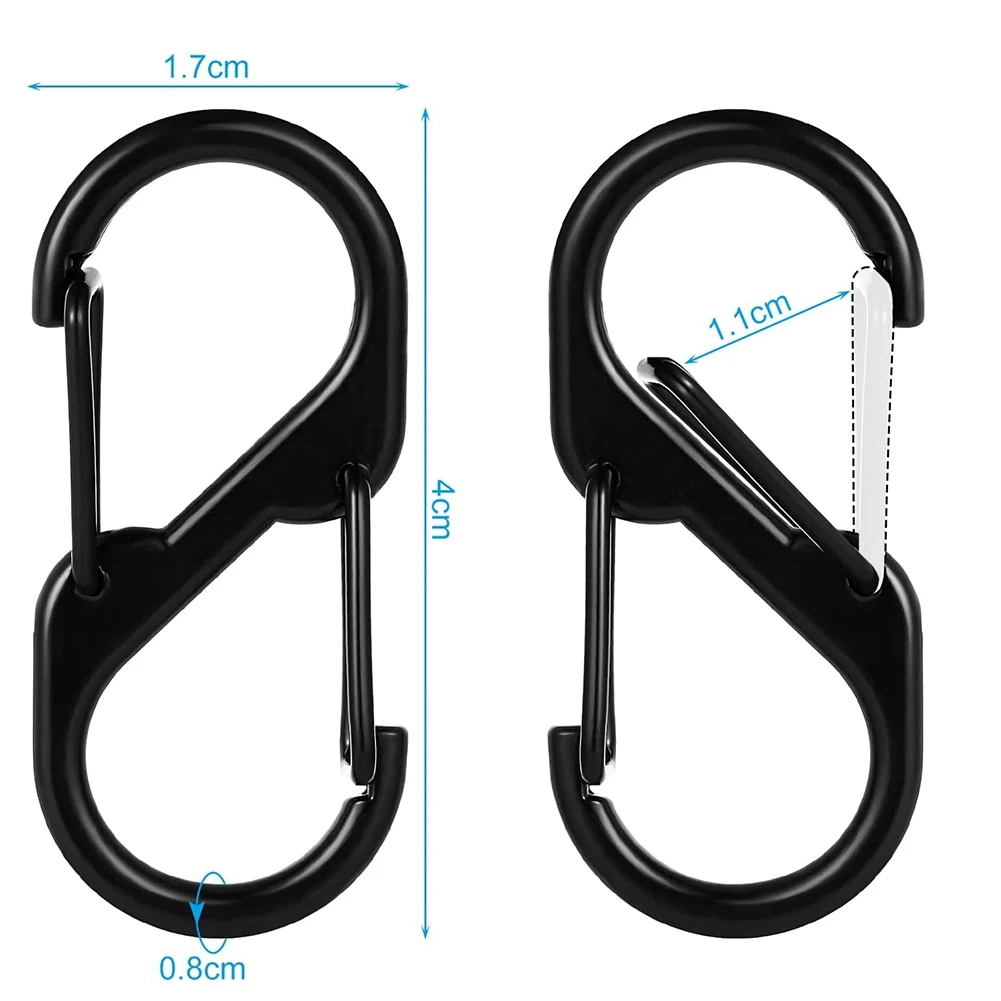 30 Stück s-förmiger Karabiner kleiner ultraleichter multifunktion aler Schlüssel bund für Camping im Freien, Angeln, Reisen, Klettern