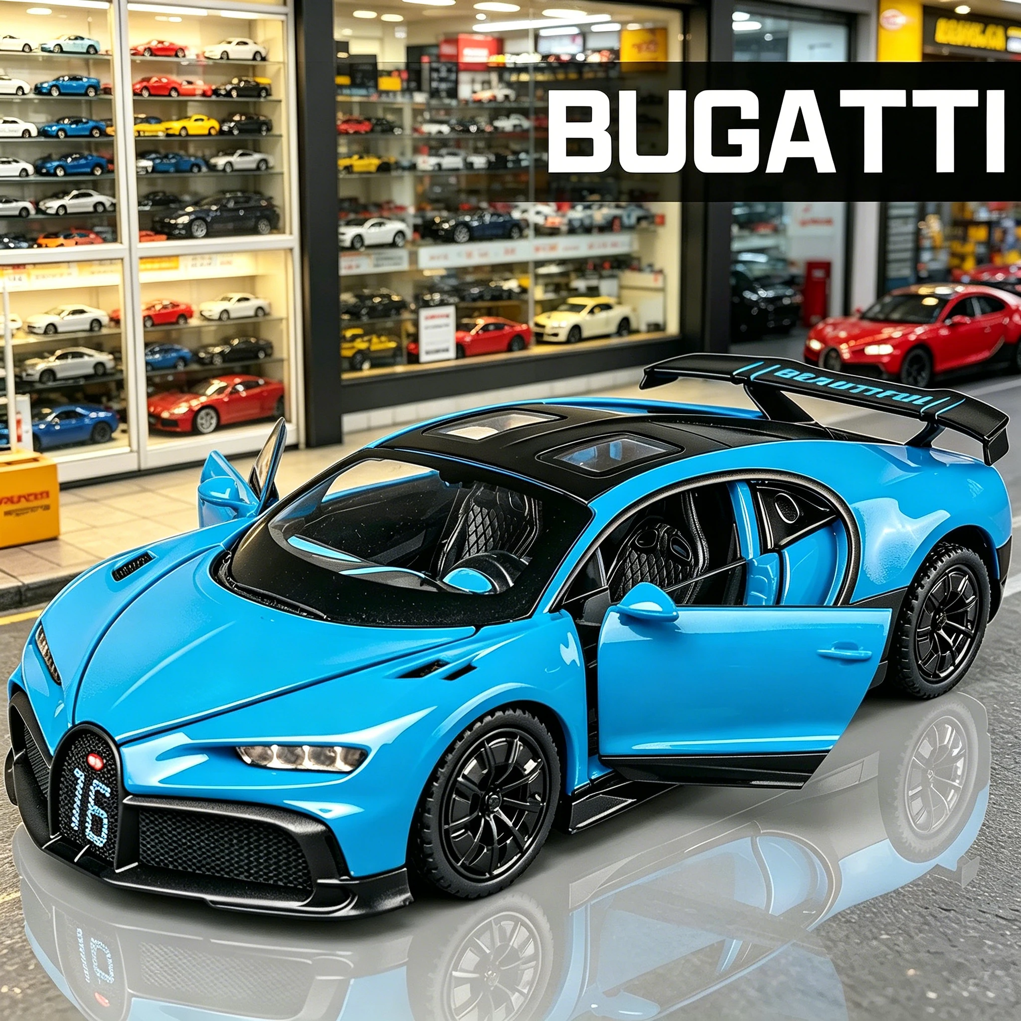 Modelo de Auto Bugatti Chiron de Aleación, Simulación de Auto de Carreras, Juguete para Niños, Auto de Metal Fundido a Presión, Vehículo Coleccionable