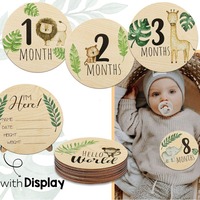7PCS Newborn Photography Props Wooden Monthly Milestone Card Baby Shower Gift for Boys Girls Pregnancy Growth Announcement Cards