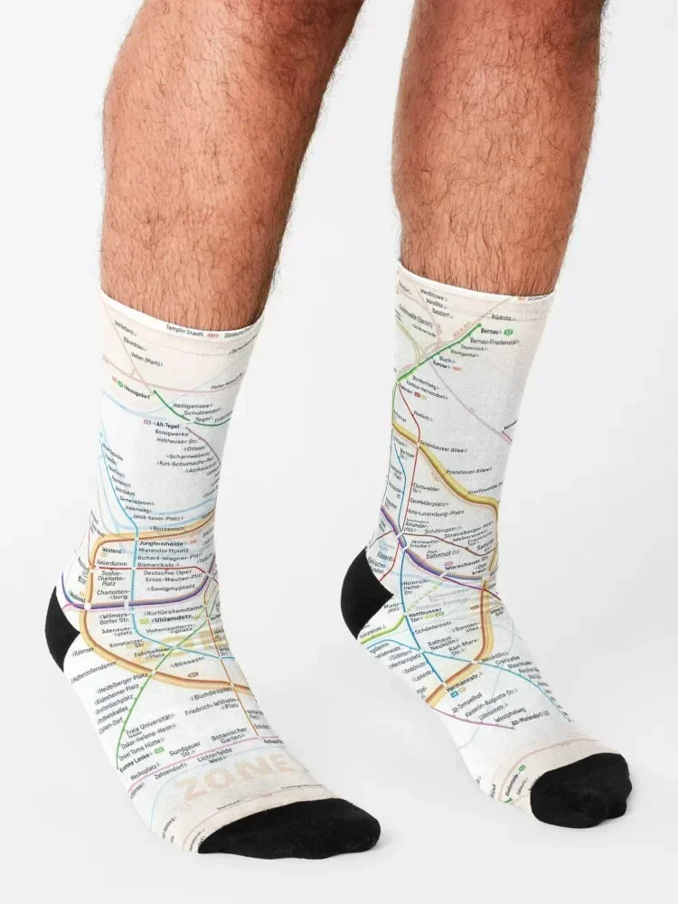 New Berlin Public Transport Map Socks Christmas Lots crazy Stockings Men's Socks Women's