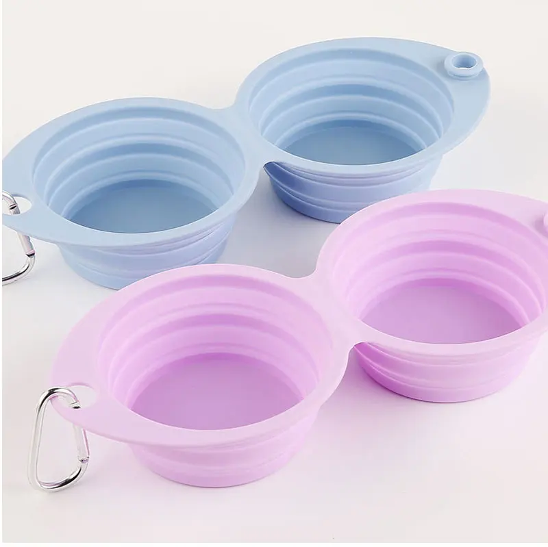 Faltbare Hundenapf-Set aus Silikon: Doppelnapf, Zusammenklappbarer Futter- und Wassernapf für Outdoor und Reisen, Trinknapf für Hunde – Detail 5
