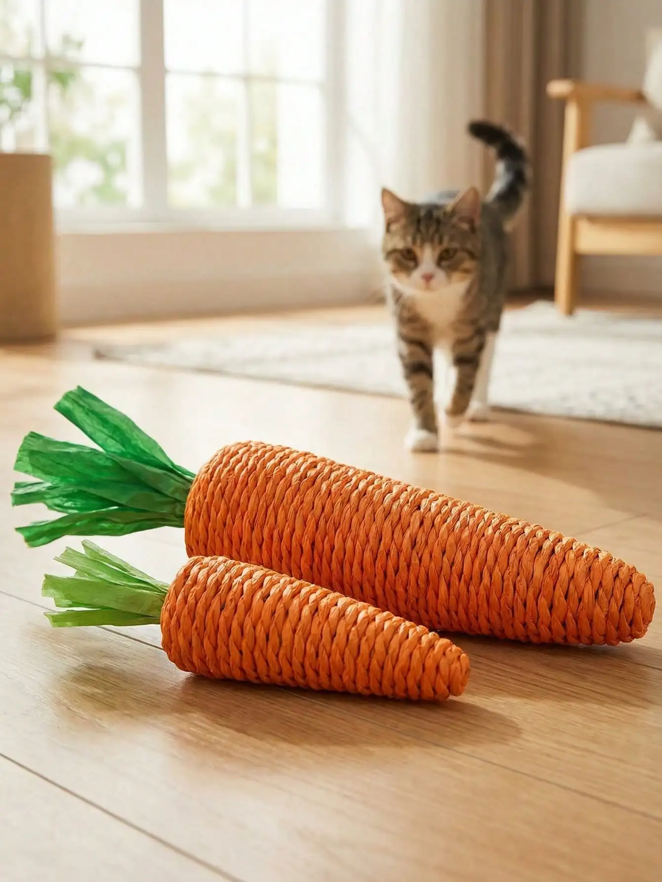 1pc Carrot Shaped Interactive Cat Toy, Made Of Sisal Rope, Helps Cats Scratch, Bite And Grind Teeth. Filled With Sand To Make Sounds, Attracting Cats. Available In Large And Small Sizes, Suitable For  image 5