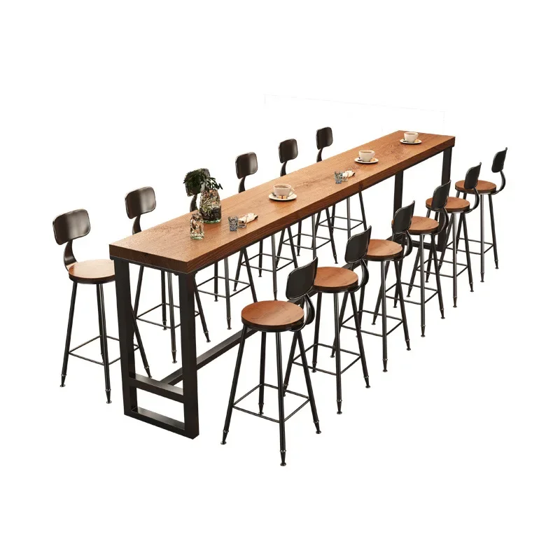

Household balcony against the wall Narrow table Long table Milk tea shop Bar restaurant High table and chair combination