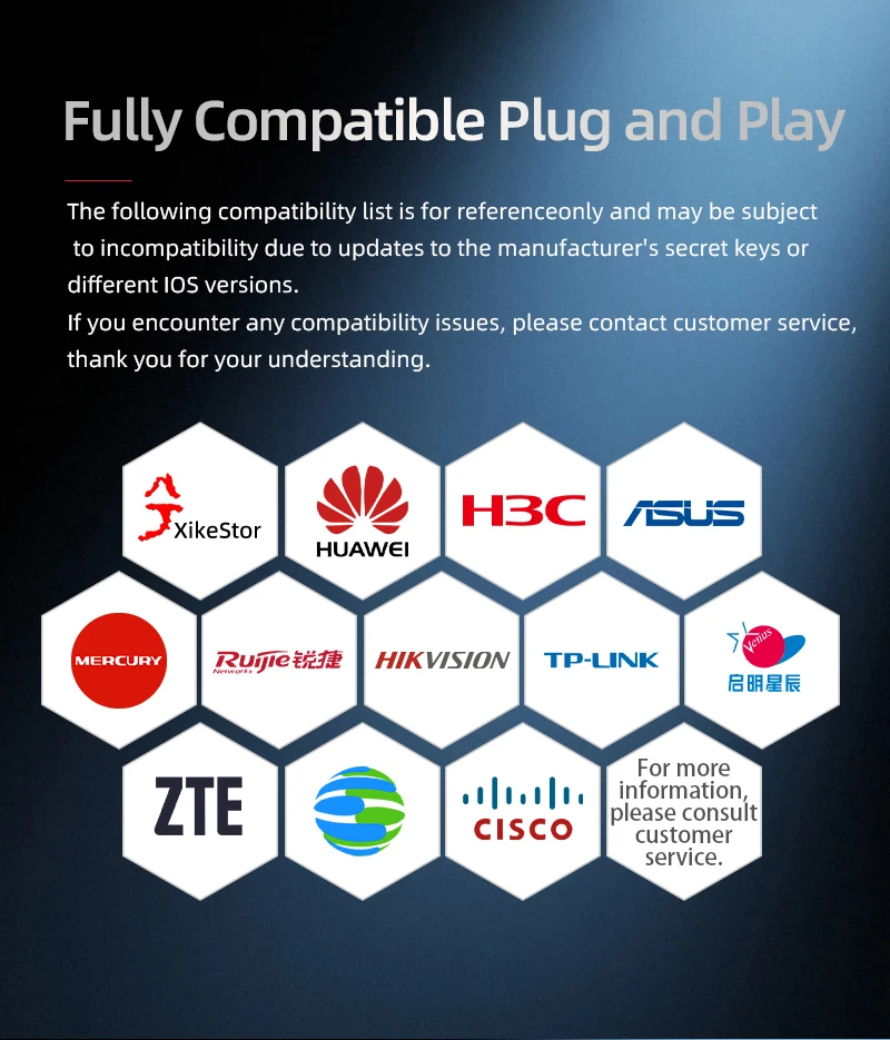 XikeStor 10G AOC Lan-Kabel SFP+ Ethernet-Anschluss, kompatibel mit 2,5G Gigabit Plug and Play 1M/3M/5M breite Kompatibilität – Detail 3