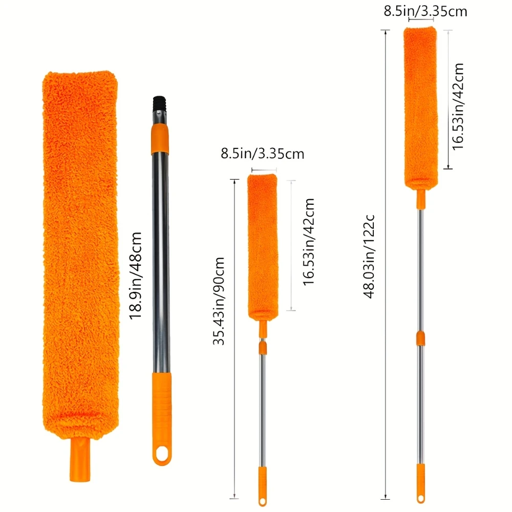 Flexible Under Furniture Duster with Long Handle, Microfiber Dust Brush for Cleaning Under Bed Reusable & Washable Cleaning Tool
